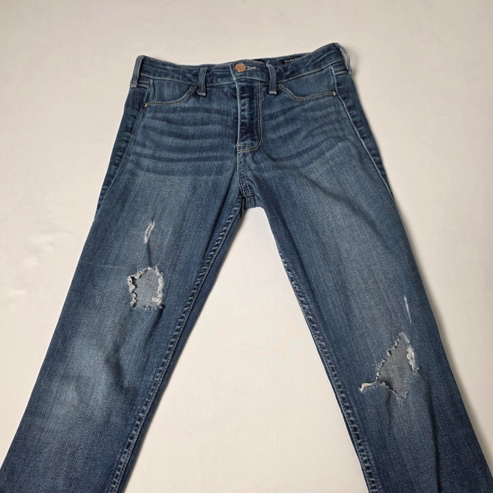 Hollister Jean Legging Womens 0S Blue High Rise Distressed Ripped Skinny Jeans